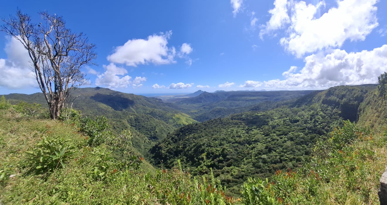 Green mountain valleys across Black River Gorges